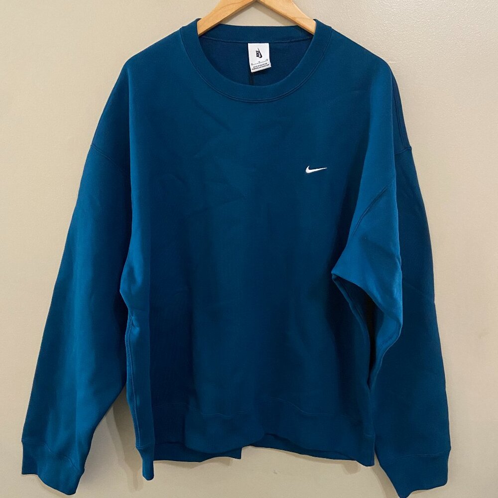 Nike Solo Swoosh NRG Fleece Crewneck Sweatshirt Valerian Blue Mens M CV0554-460